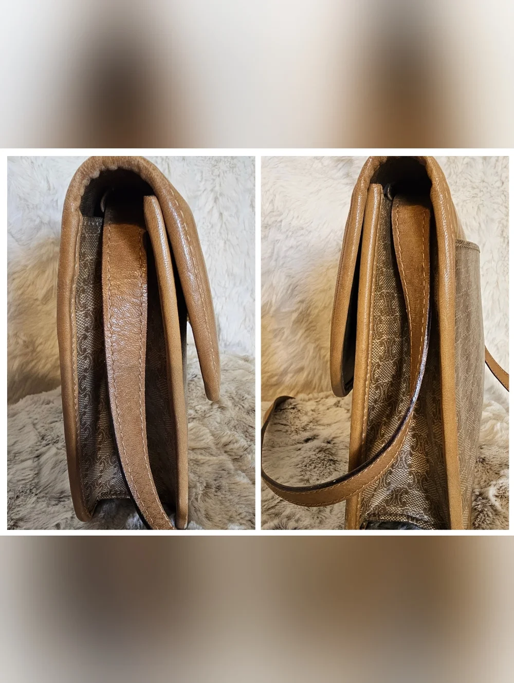 Celine Vintage Tan Leather & Monogram Crossbody Bag - Picture 16 of 16